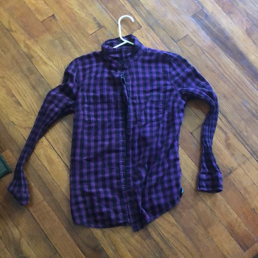 Purple flannel pockets on both sides